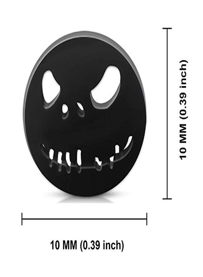 SIISPRI YZstyle Stainless Steel Black/Silver Jack Skellington Cut-Out Round Circle Button Stud Post Earrings（10mm） (BlackER0026) - Image 3